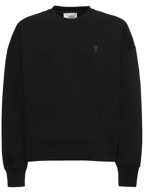 Ami Paris Sweatshirt Aus Baumwolle Adc Schwarz Luisaviaroma