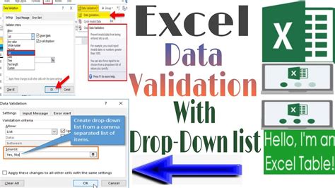 How To Create A Data Validation With Drop Down List In Excel Youtube