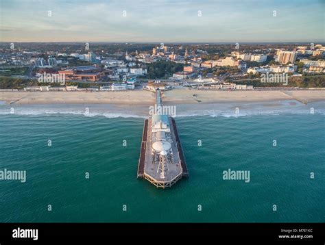 Aerial View Of Bournemouth Pier And Town At Sunset Stock Photo Alamy