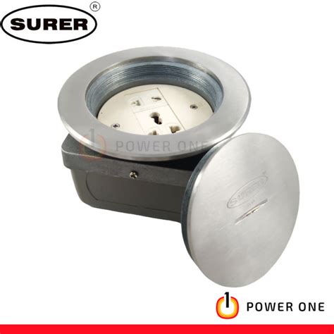 Surer Gang Pop Up Floor Outlet Round Type Stainless Steel