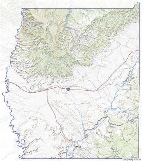 Topographic map of Grand County, Utah | Map, Utah, Topographic map