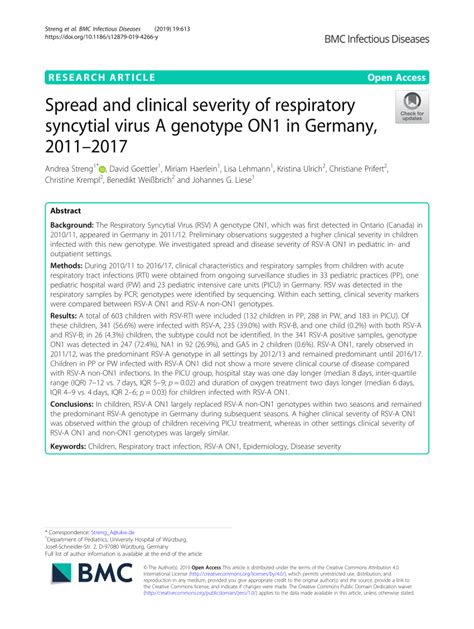 Pdf Spread And Clinical Severity Of Respiratory Syncytial Virus A