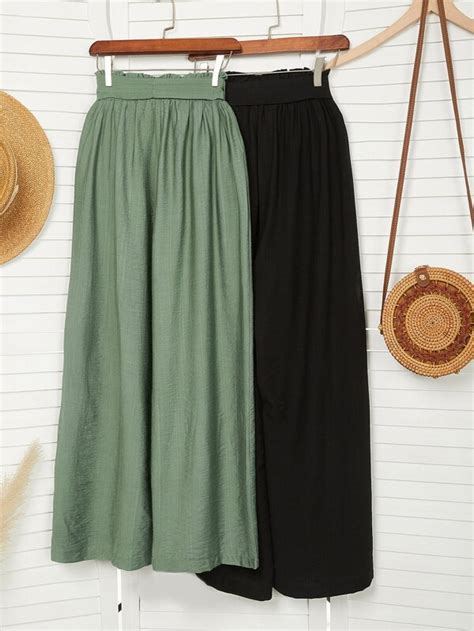 Shein Mulvari 2pcs Paperbag Waist Belted Wide Leg Pants Shein Usa