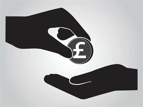 Coin In Hand Icon Pound Currency Sign Exchange Or Donate Concept Vector