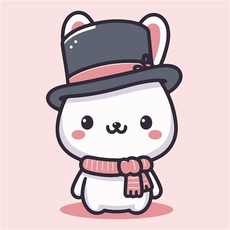 Premium Vector Cute Bunny Wearing A Hat Vector