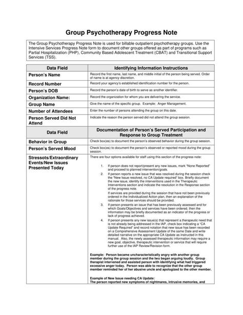 Therapy Progress Report Template