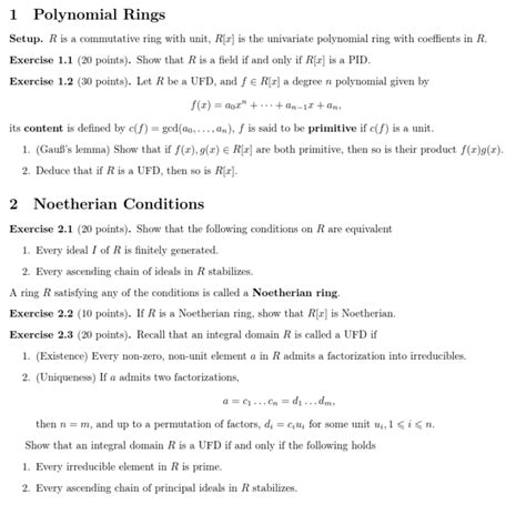 Solved 1 Polynomial Rings Setup. R is a commutative ring | Chegg.com