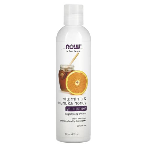 Now Foods Solutions Gel Cleanser Vitamin C And Manuka Honey 8 Fl Oz