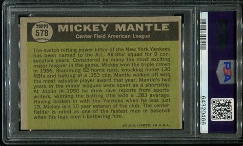 Topps Mickey Mantle All Star Psa Hof All Star Cards Inc