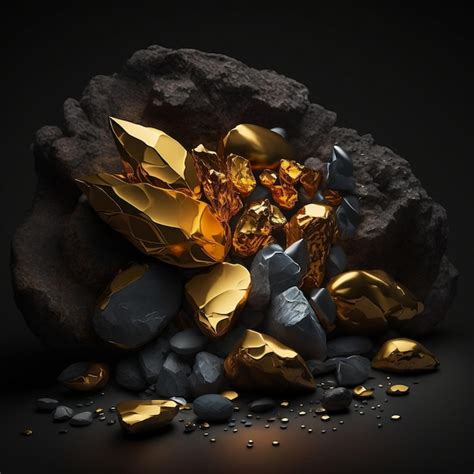 Premium Photo | Rock gold nuggets mine photo