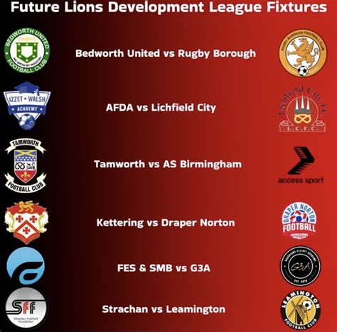 Future Lions Super League Fixtures - Bedworth United