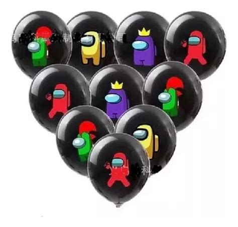 Kit Pack De Globos De Among Us De Latex Negros Impostor Cuotas Sin