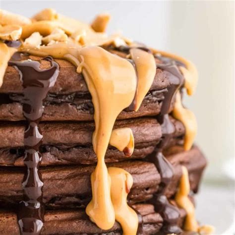 Chocolate Peanut Butter Pancakes • Pancake Recipes