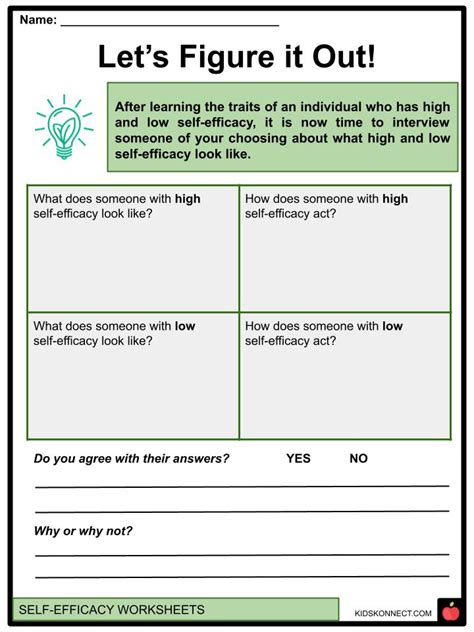 Self Efficacy Worksheets Facts Definition Skills Value