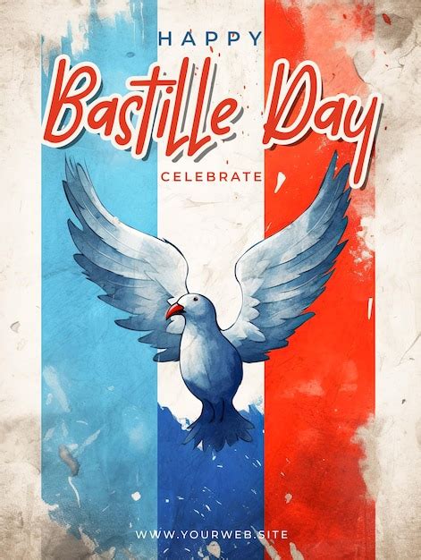 Premium Psd A Poster For Bastille Day Celebrating With A Dove On It