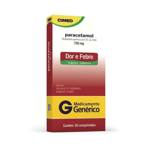 Bula Do Paracetamol 750 Mg Com 20 Comprimidos Cimed Genérico