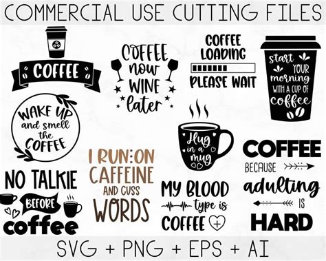 Coffee Svg Bundle Funny Coffee Svg Coffee Quote Svg Etsy Coffee