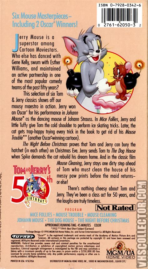 Tom And Jerrys 50th Birthday Classics Vhs Cover 1990 45 Off