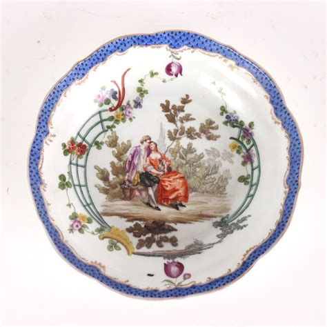 Tazza Antica Porcellana Meissen Germania Piattino Ceramica Antica