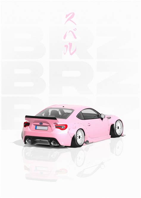 Pink Subaru Brz Stance Poster Picture Metal Print Paint By Yannick