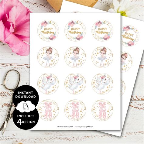 Ballerina Printable Cupcake Topper Ballerina Cupcake Topper Etsy