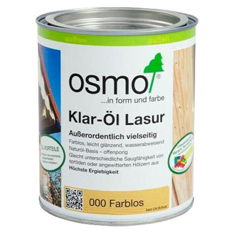 Osmo Holzschutz Öl Lasur Klar Farblos 750 ml Seidenglänzend BAUHAUS