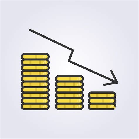 Premium Vector Colored Outline Declining Coin Bar Chart With Stack