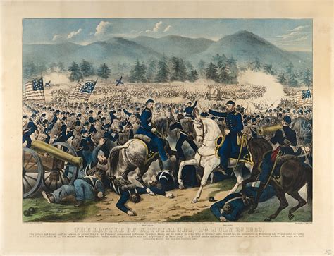 The Battle Of Gettysburg Pa July Rd Drawing By Currier And Ives