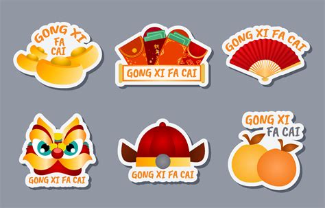 Gong Xi Fa Cai Sticker Set Vector Art At Vecteezy