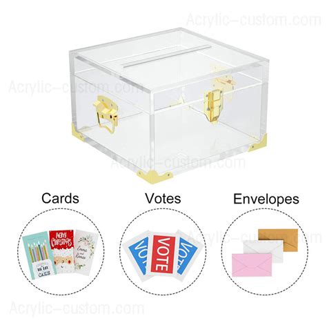 Acrylic Box With Slot Clear Card Box With Lock For Wedding