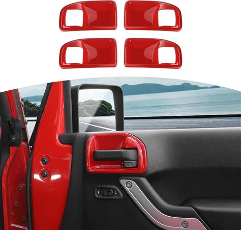 Rt Tcz For Jeep Jk Inner Door Handle Bowl Cover Trim Red For Jeep