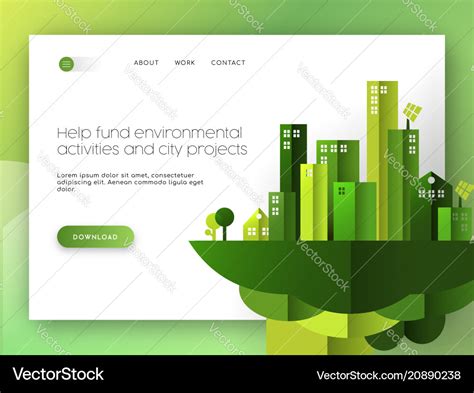 Green City Eco Friendly Web Landing Page Design Vector Image