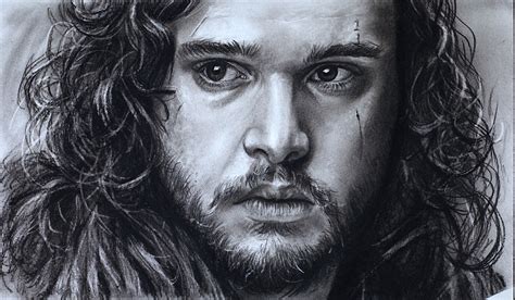 I Had Drawn The Typical Expressions Of Jon Snow Using Charcoal Pencil