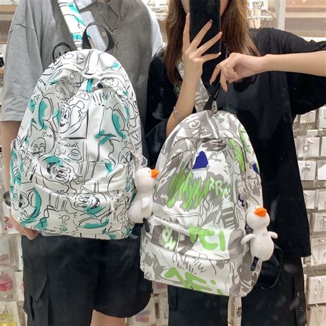 Mochila Feminina 2023 Novo Estilo Versão Coreana Moda Única Grafite ins