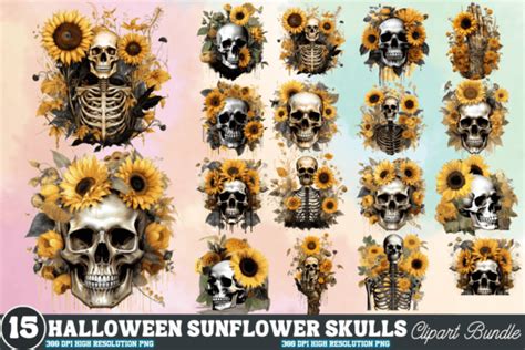 Floral Skulls Sublimation Clipart Bundle Graphic By Craftart Creative