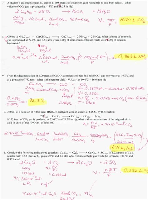 Mole Stoichiometry Worksheet Chemistry Mole Worksheet W