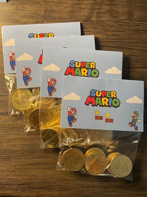 Super Mario Gold Coin Labels Etsy In 2024 Mario Bros Birthday