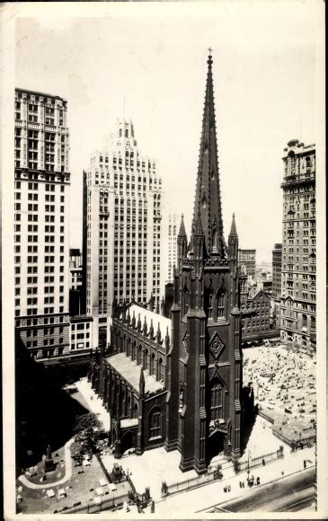 Ansichtskarte Postkarte New York City Usa Trinity Church At Broadway