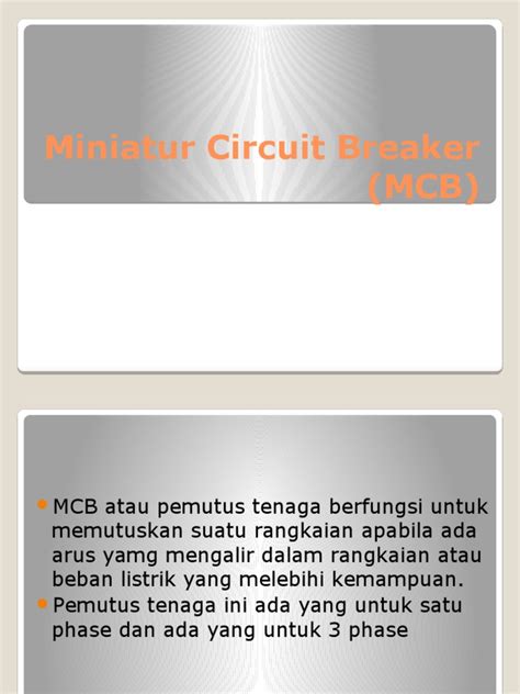 PDF Miniatur Circuit Breaker MCB DOKUMEN TIPS