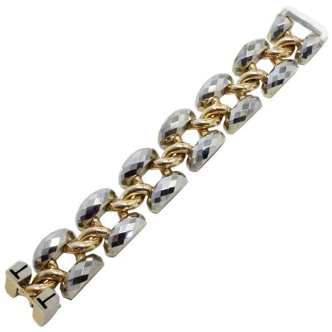 Krementz Retro Rose Green White Gold Link Bracelet For Sale At 1stDibs