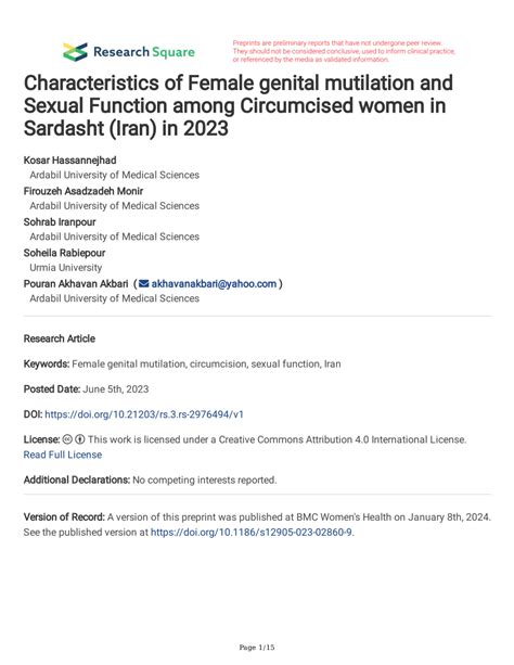 Pdf Characteristics Of Female Genital Mutilation And Sexual Function Among Circumcised Women