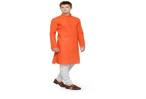 Binani Men Orange Cotton Kurta Pajama At Rs 340 Piece Men S Kurta