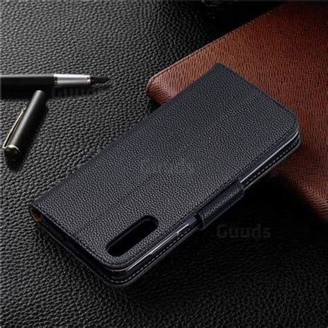 Classic Luxury Litchi Leather Phone Wallet Case For Samsung Galaxy A70 Black Galaxy A70