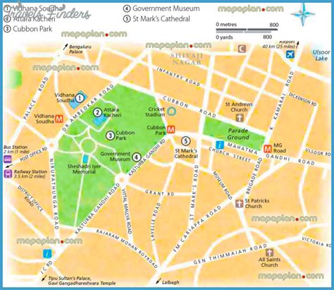 Bangalore Map Tourist Attractions - TravelsFinders.Com