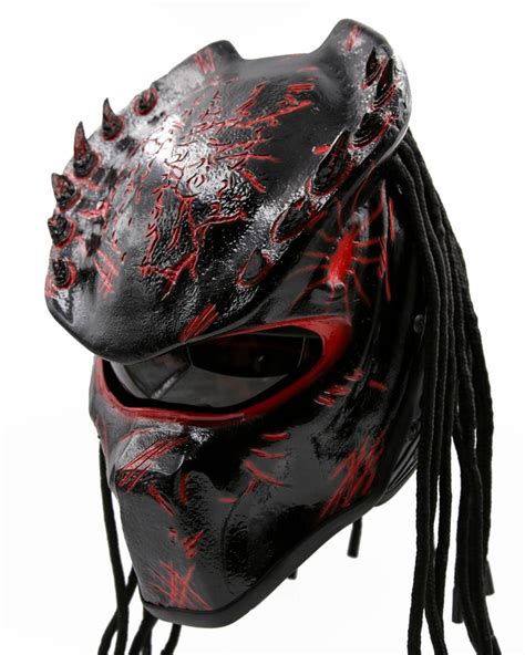 Red Spiked Predator Motorcycle Helmet Dot Approved Predator Collective Helmets