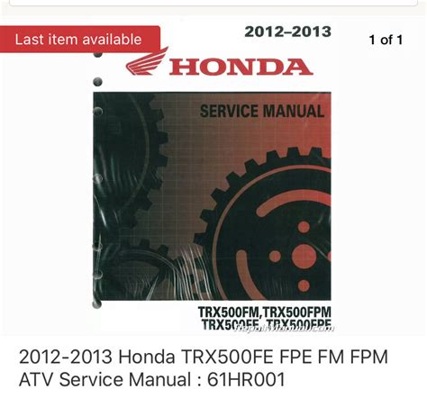 Service Manual Downloads - Engine - Drivetrain - ATV Honda