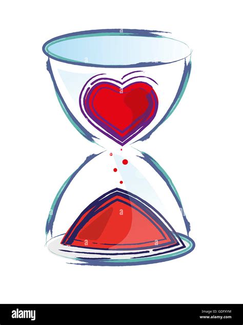 Ilustración Dibujada A Mano O Un Dibujo De Un Reloj De Arena Y Un Corazón Fotografía De Stock