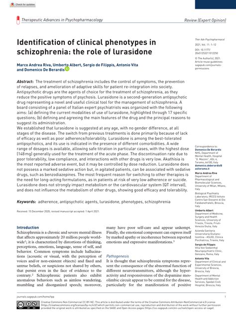 PDF Identification Of Clinical Phenotypes In Schizophrenia The Role