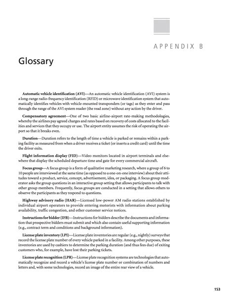 Appendix B Glossary Guidebook For Evaluating Airport Parking