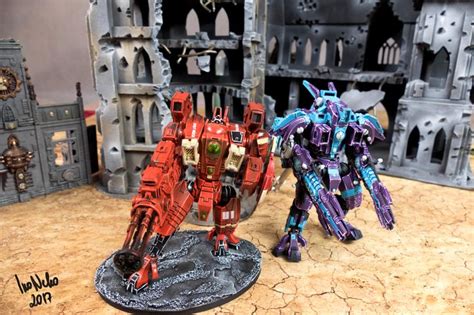 Tau Xv107 R Varna Battlesuit And Xv104 Riptide Battlesuit Dropped On A Battlefield Warhammer